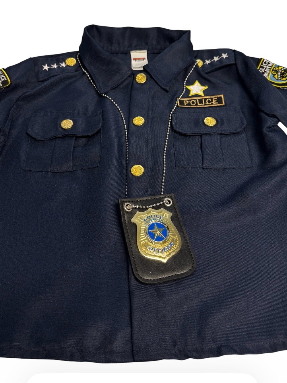 Spooktacular Kids Navy Police Officer Costume with Badge Small - Picture 2 of 9